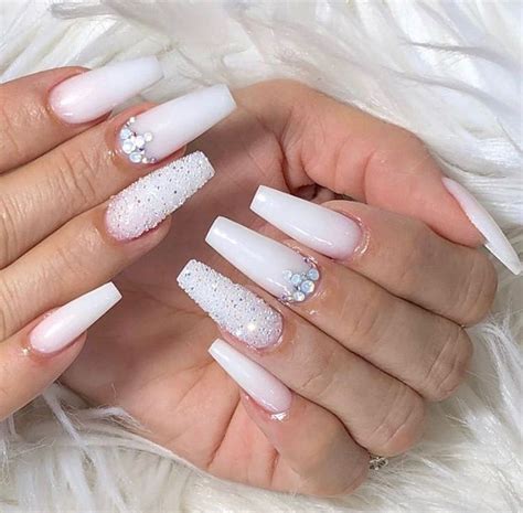 Pin On Nailsssssss White Nail Designs Rhinestone Nails White Nails