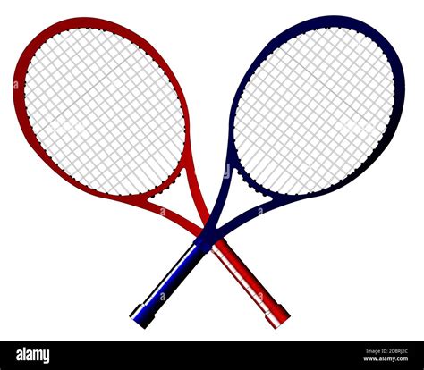 A Pair Of Crossed Tennis Rackets Isolated Over A White Background Stock