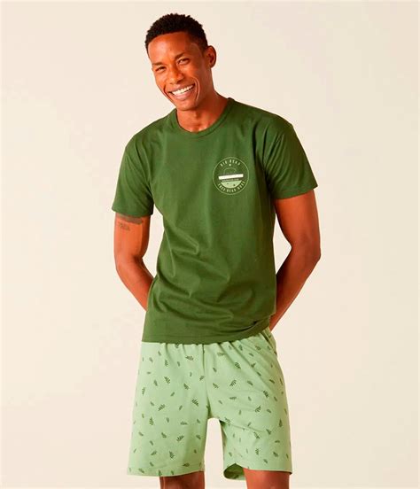 Pijama Masculino Curto Estampado Malwee Algod O