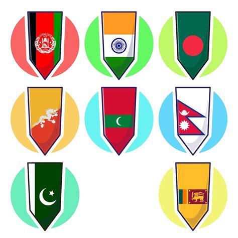 Set of South Asian countries flag icon mascot collection illustration ...