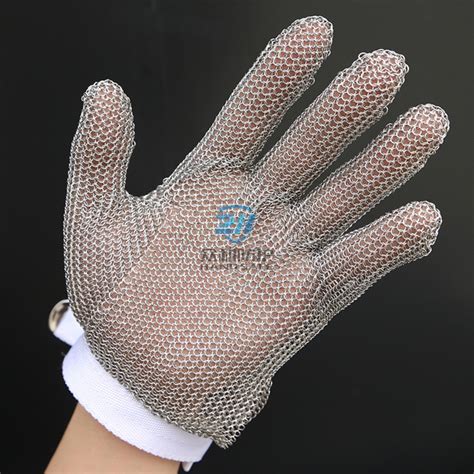 Stainless Steel Cut Resistant Level 5 Chainmail Glove Zhong He Ring