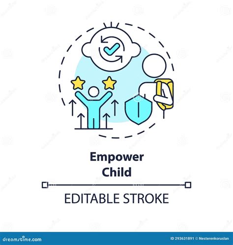 2d Customizable Thin Line Icon Empower Child Concept Stock Vector