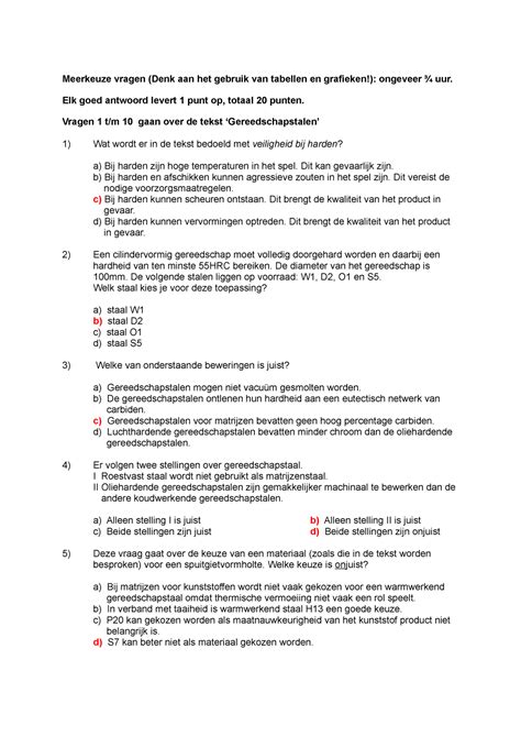 Tentamen 15 Oktober 2010 Vragen En Antwoorden Meerkeuze Vragen Denk