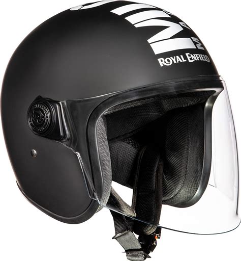 Royal Enfield Open Face Mlg Helmet With Clear Visor Matt Black And White Size M 57 58cm