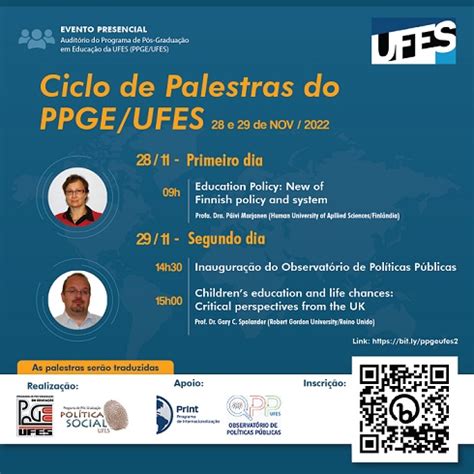 Ciclo De Palestras Ppge Ufes Centro De Educa O