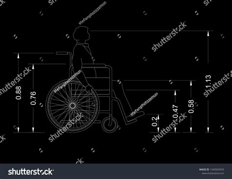 wheelchair blueprint  renderings stock illustration