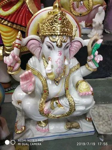 Traditional Hindu Ganesh Ji Marble Statue For Temple 1 5 Feet At