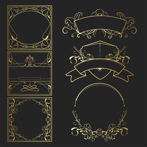 Free Vector Set Of Vintage Golden Art Nouveau Elements Vector Art