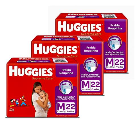 Kit Pacotes Fraldas Huggies Roupinha Supreme Care M Un Total