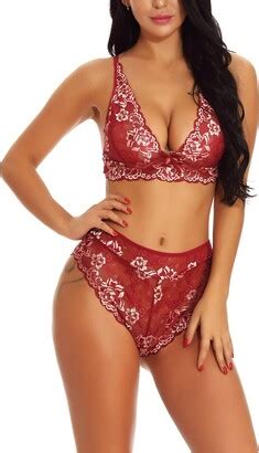 Evelure Women S Sexy Lingerie Set Unlined Strappy Halter Lace Bra And