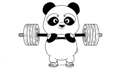 Premium Photo Cute Panda Lifting Barbell Cartoon Coloring Pages