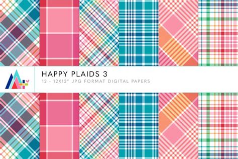 Happy Plaids Digital Papers Graphic By Miss Tiina Creative Fabrica