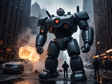 Premium Free ai Images | giant robot jaeger fighting the stay puffed ...