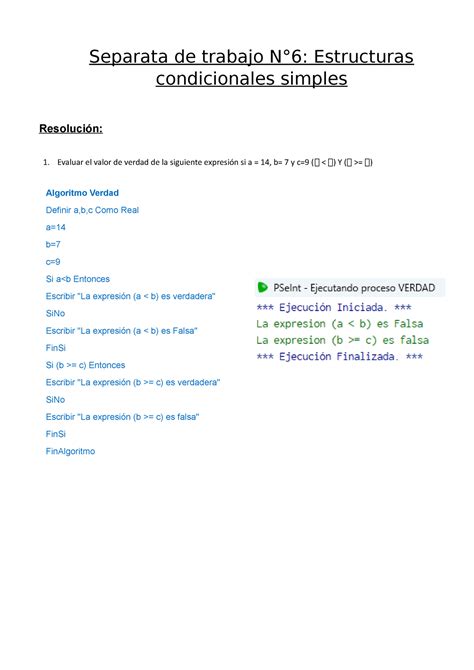 Semana 06 Estructuras Condicionales Separata De Trabajo N6