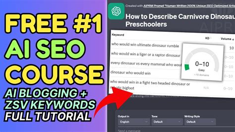 SEO Tutorial For Beginners AI Blogging Keyword Research YouTube