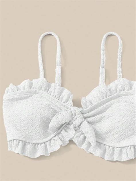 Tween Girl Frill Trim Bikini Swimsuit With Beach Skirt SHEIN UK