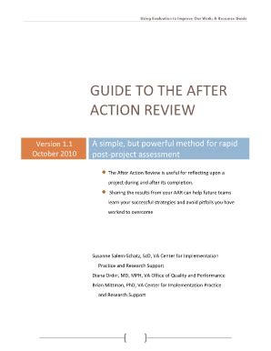 Fillable Online Queri Research Va Guide To The After Action Review