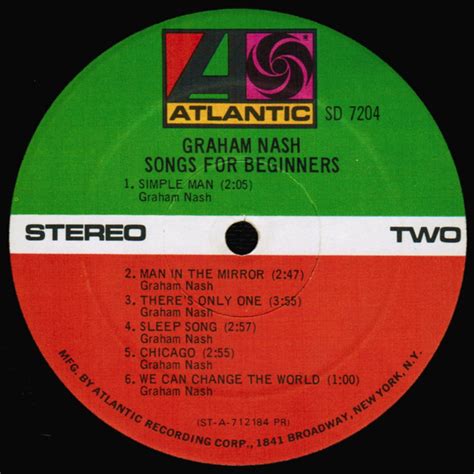 Graham Nash - Songs For Beginners - Used Vinyl - High-Fidelity Vinyl ...