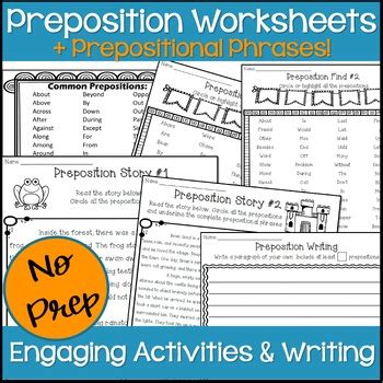 Prepositions Worksheets Prepositional Phrases Activities Differentiated