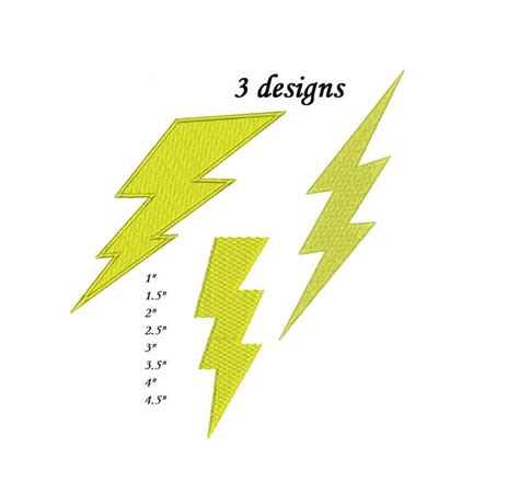 Lightning Bolt Embroidery Design Set Of 3 Instant Download Etsy