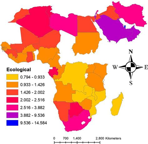 Ecological footprint per capita index among assessed countries ...