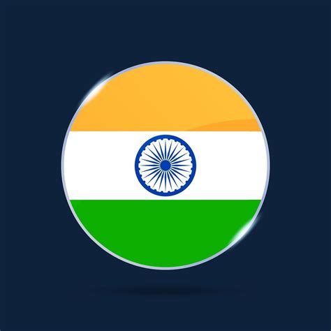 India National Flag Circle Button Icon Simple Flag Official Colors