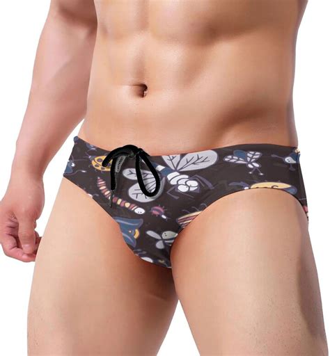 Gahaha Swim Briefs For Men Cute Cartoon Insects Swimming Suits Low Rise