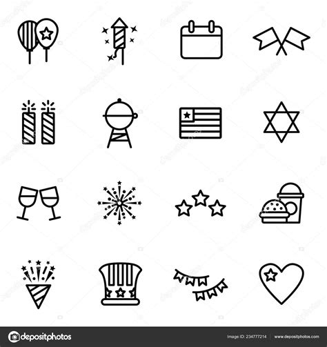 Independence Day Icons Pack Isolated Symbols Collection Stock Vector by ©ware 234777214