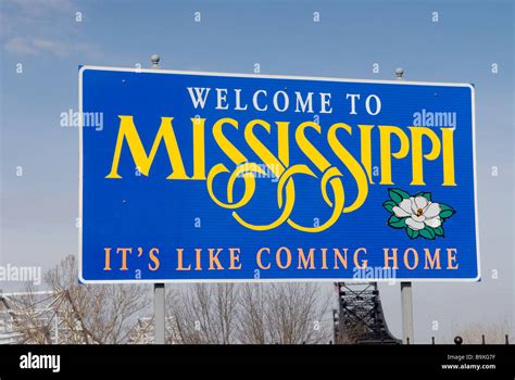 Welcome To Mississippi Sign Usa Stock Photo Alamy