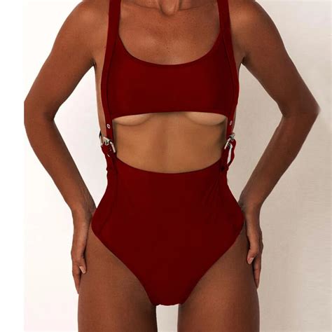 Sexy Hollow Out Backless One Piece Swimsuit Bodysuit Sexy Monokini Push