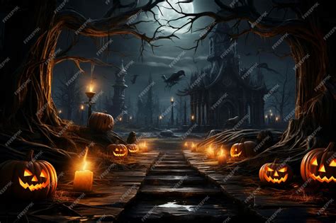 Premium AI Image | Halloween graveyard scene Haunting nightmare