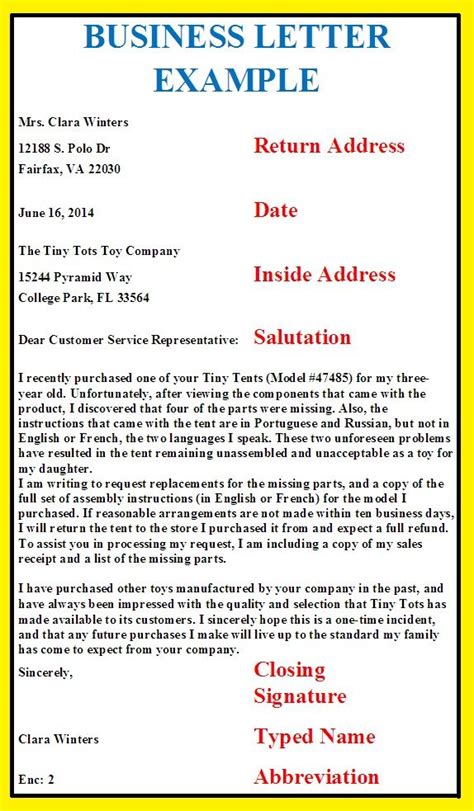 Business Letter Format Examples