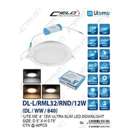 LIGHTME LED DOWNLIGHT ROUND DL LED RML32 12W WW DL CW WHITE