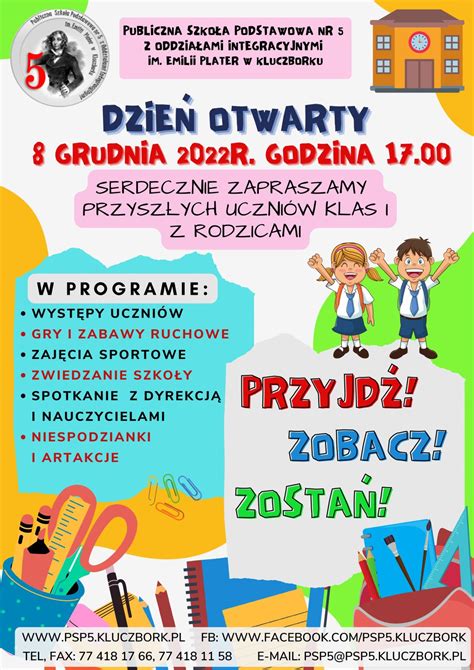 ZAPRASZAMY NA DZIEŃ OTWARTY Publiczna Szkoła Podstawowa nr 5 z