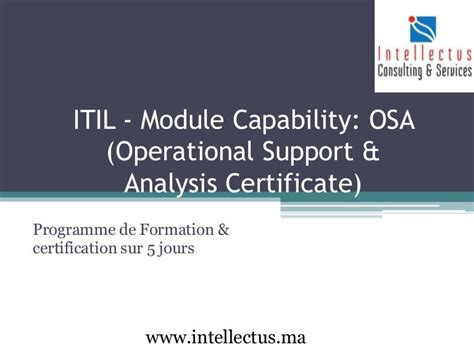 Itil Module Capability Osa Operational Support And Analysis Certifi