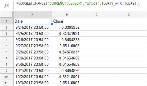 Currency conversion in Google Sheets