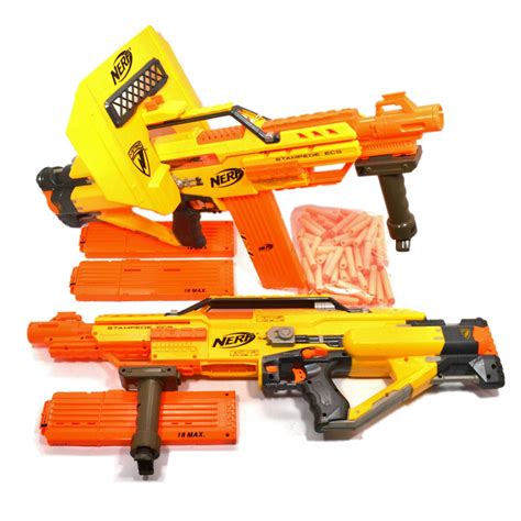 Tested Nerf Lot 2 Stampede Ecs 1 Works 4 Long Clips Shield 2 Tripod