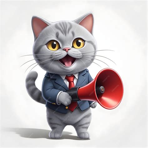 Premium Photo | Cat with megaphone Funny cat with speaker Feline