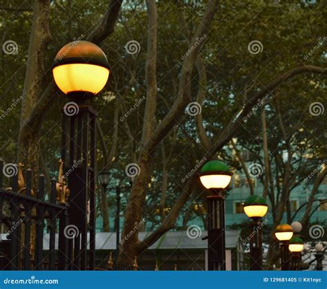 New York City Subway Entrance Lamps Nyc Street Lights Background Stock