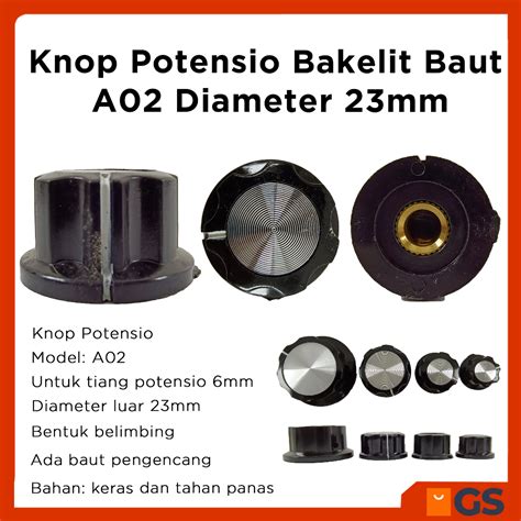 Jual Knop Potensio Bakelit Baut A02 Knob Belimbing Diameter 23mm