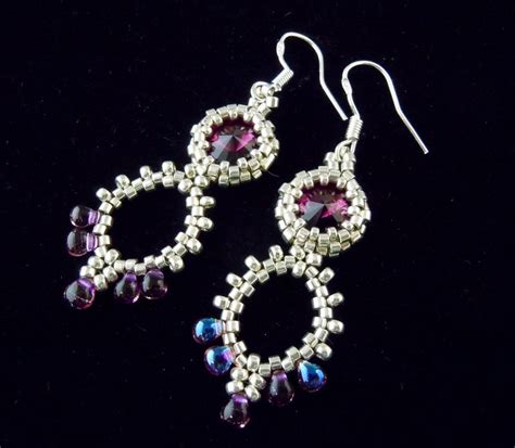 Beading Pattern Beaded Rivoli Earring Tutorial Seed Bead Etsy