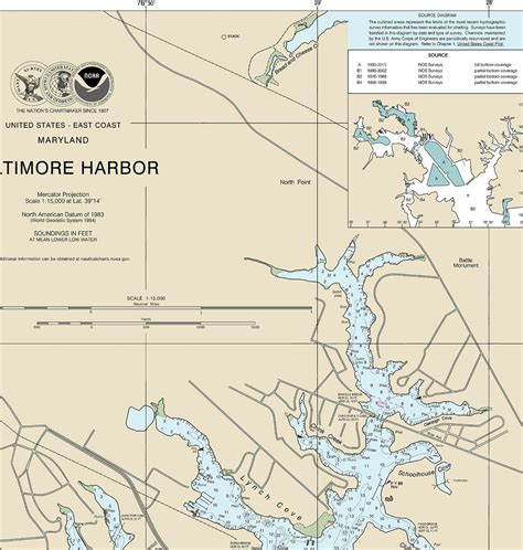 Nautical Charts Of Baltimore Harbor Maryland Patapsco Etsy