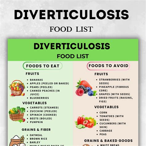 Diverticulosis Food List Printable High Fiber Foods Chart Colon