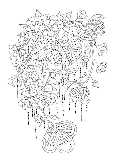 Premium Vector Flower Coloring Book Page With Abstract Flowers