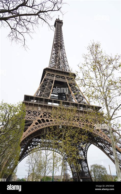 Eiffel Tower Seen From Champ De Mars Paris France Stock Photo Alamy