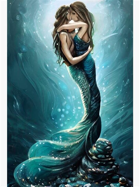 Lesbian Mermaids Kissing In The Ocean Art Board Print For Sale By Theotherteam Redbubble