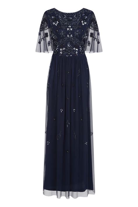 Frock And Frill Crisanta Navy Embellished Maxi Dress Maxi Bridesmaid