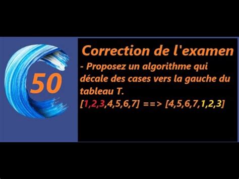 Exercice Corrig Examen Algorithme Qui D Cale Des Cases Vers La