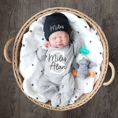 Personalized Baby Boy Coming Home Outfit Custom Newborn Etsy