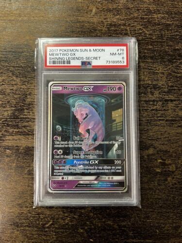 Pokémon Mewtwo Gx “mewtube” Shining Legends 78 73 Secret Rare Psa 8 Ebay